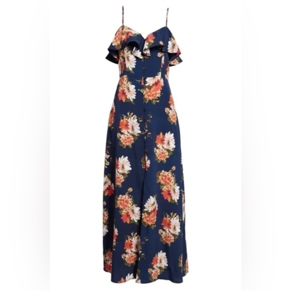Band Of Gypsies Button Front Down Flounce Floral Maxi Dress 💕 - Picture 10 of 16